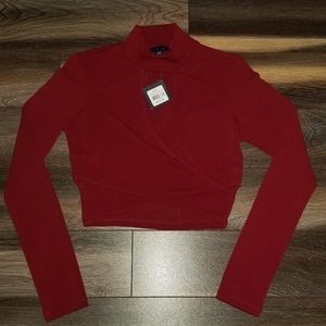 Dark Red Criss-cross Crop Top